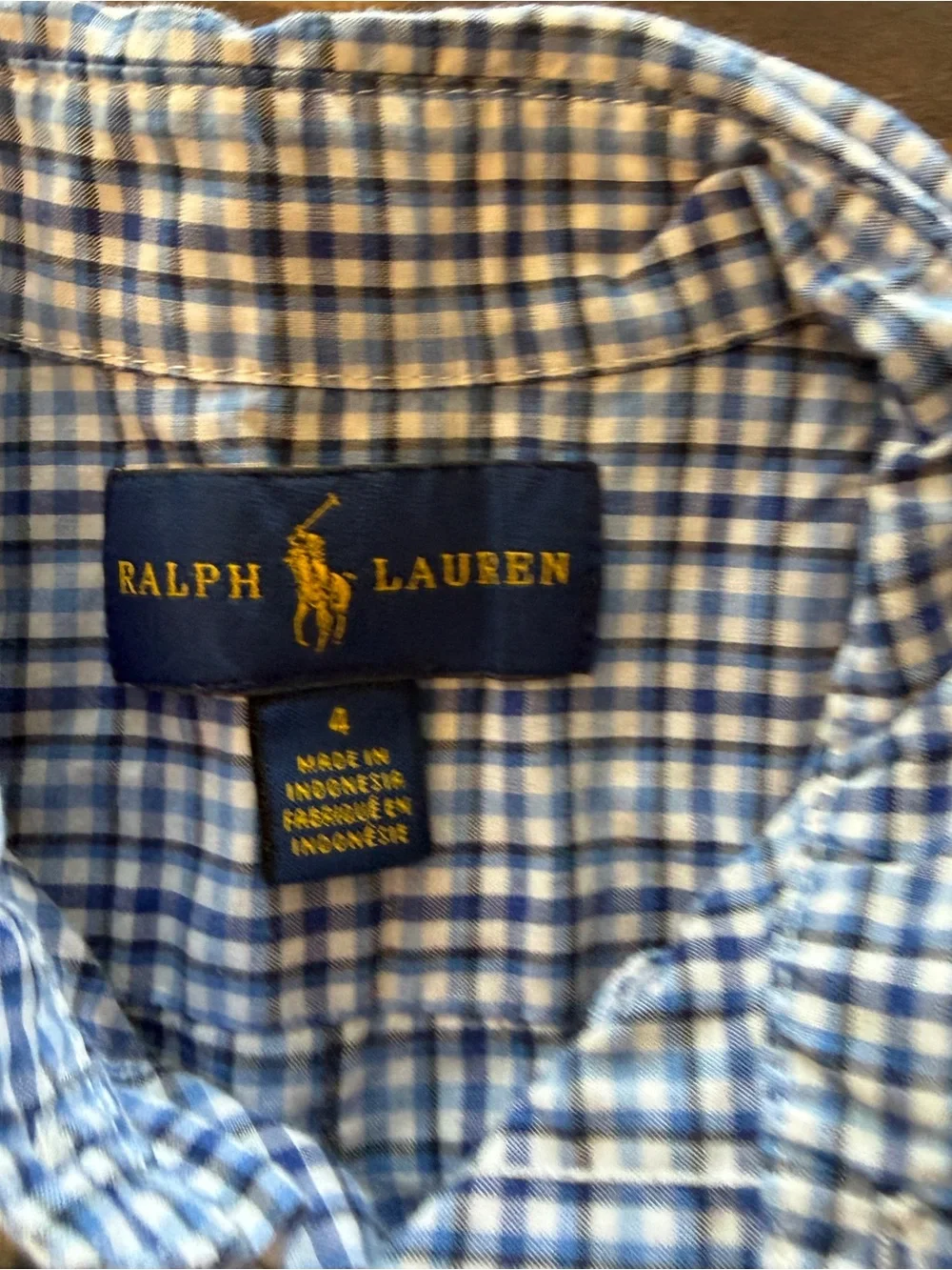 Ralph Lauren Blue & White Gingham Button-Down Shirt